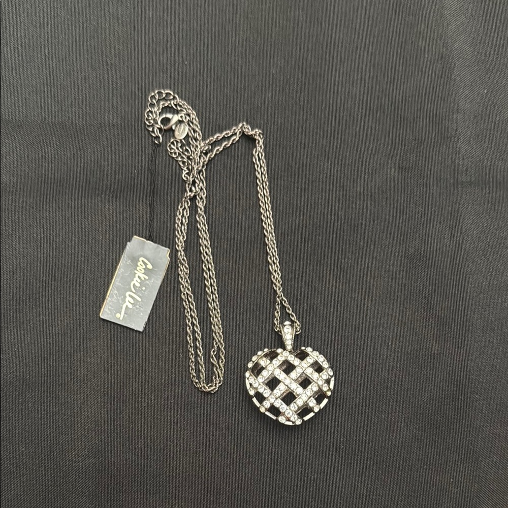 Cookie Lee Silver Lattice Heart Necklace
